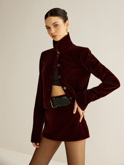 Casilda | Blazer Corto de Terciopelo