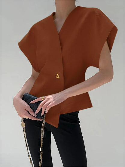 Flor | Blusa sin Mangas con Botones y Escote en V