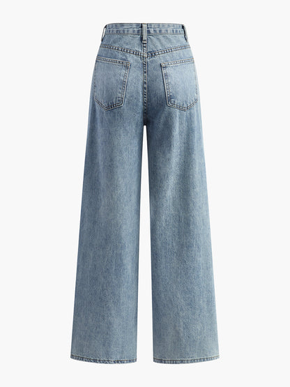 Fabiola | Jeans Pierna Ancha con Cintura Asimétrica