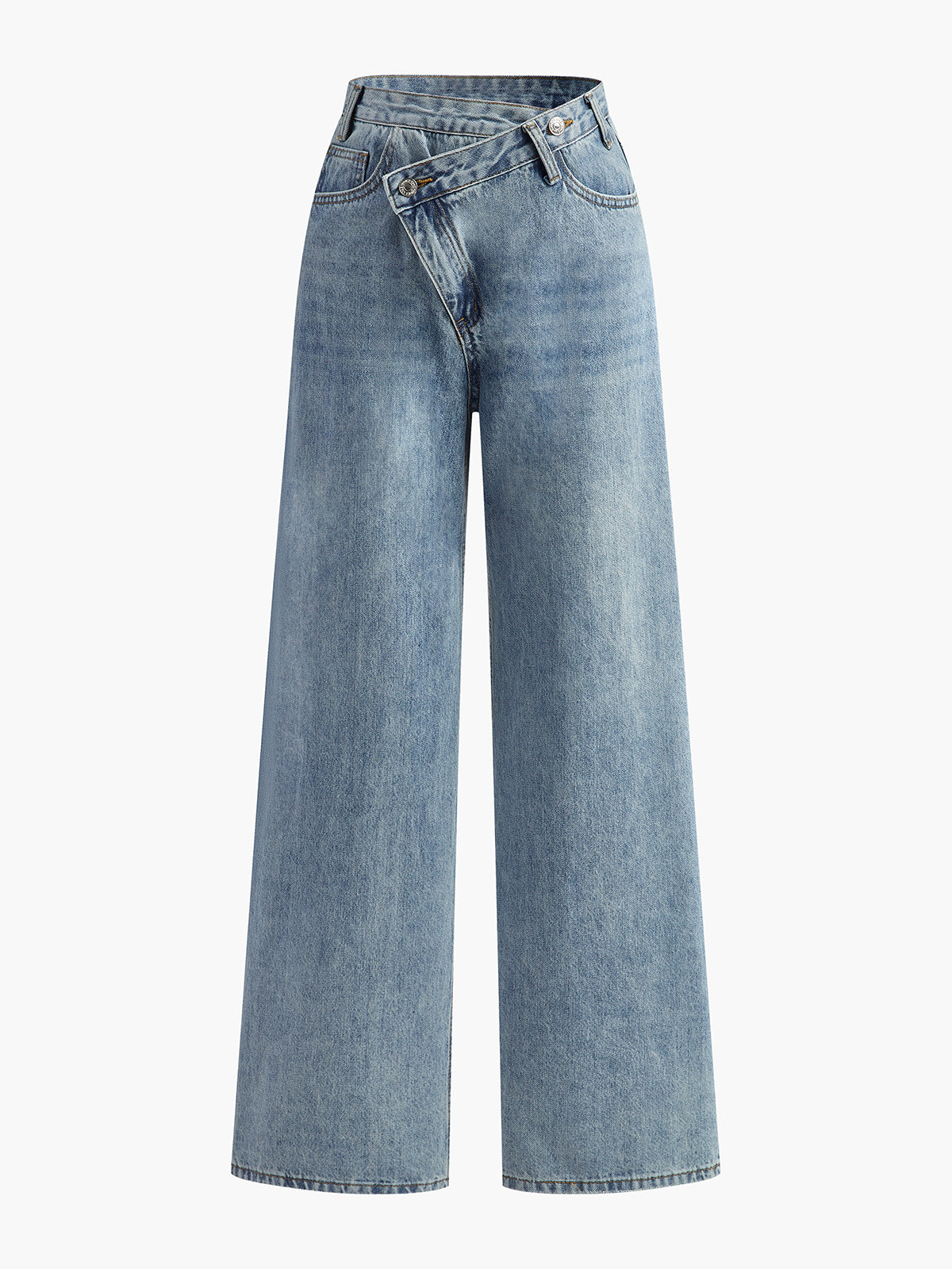 Fabiola | Jeans Pierna Ancha con Cintura Asimétrica