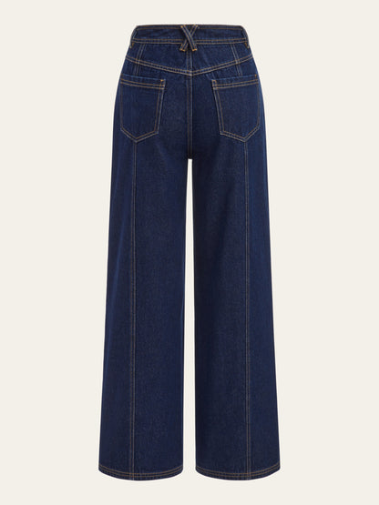 Iris | Jeans Pierna Ancha con Botones Delanteros