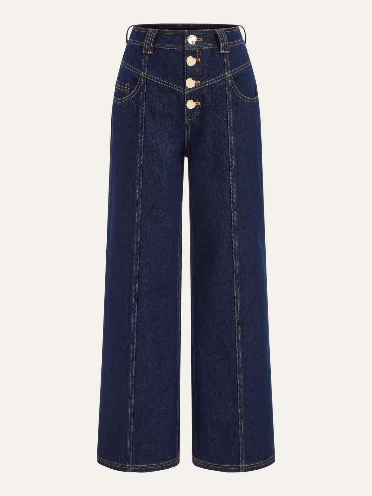 Iris | Jeans Pierna Ancha con Botones Delanteros