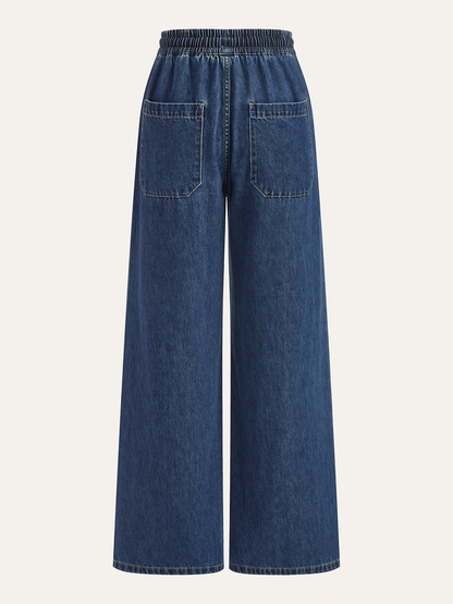 Noelia | Pantalón Denim Pierna Ancha con Cordón