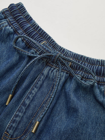 Noelia | Pantalón Denim Pierna Ancha con Cordón