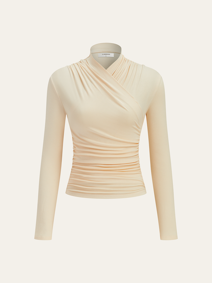 Dunia | Camiseta con Cuello Cruzado y Fruncido