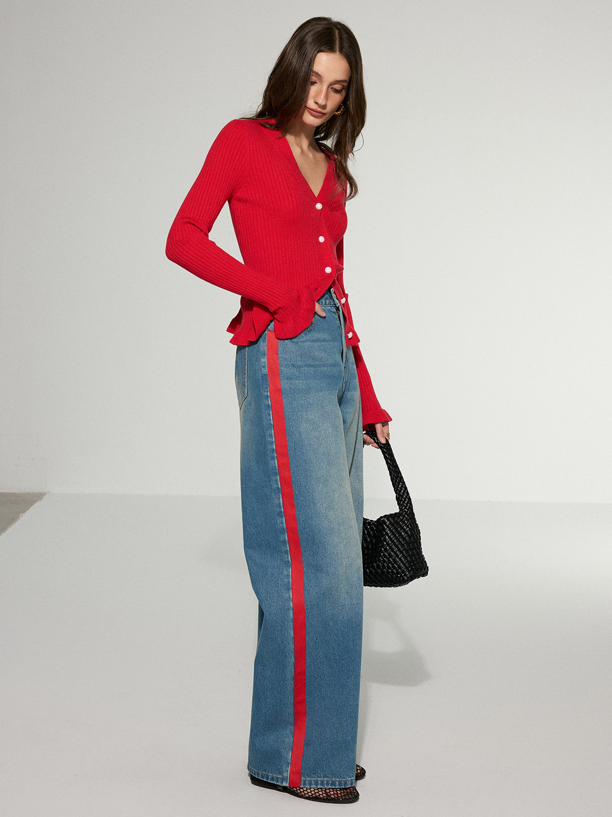 Zoe | Jeans Pierna Ancha con Franja Lateral en Contraste