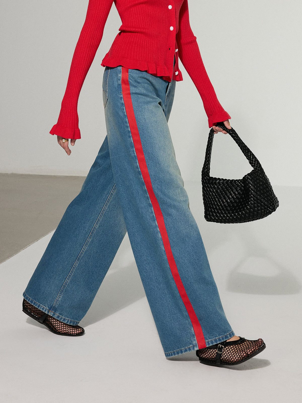 Zoe | Jeans Pierna Ancha con Franja Lateral en Contraste