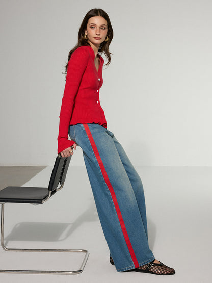 Zoe | Jeans Pierna Ancha con Franja Lateral en Contraste