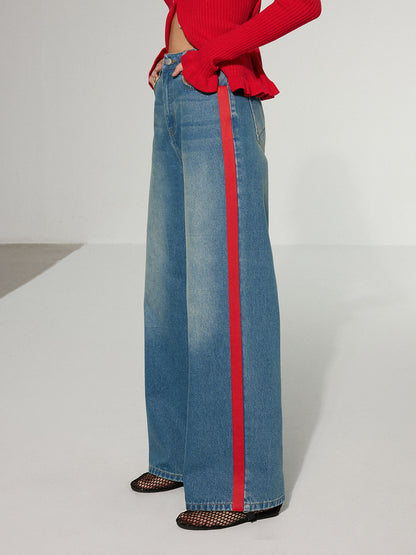 Zoe | Jeans Pierna Ancha con Franja Lateral en Contraste