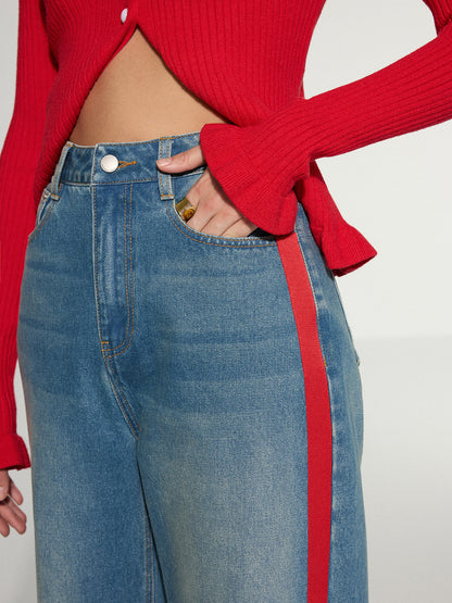 Zoe | Jeans Pierna Ancha con Franja Lateral en Contraste