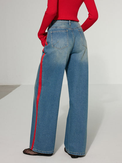 Zoe | Jeans Pierna Ancha con Franja Lateral en Contraste