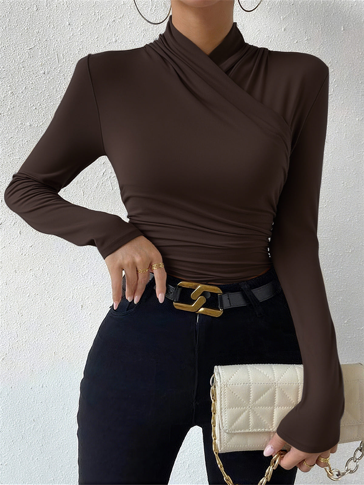 Dunia | Camiseta con Cuello Cruzado y Fruncido