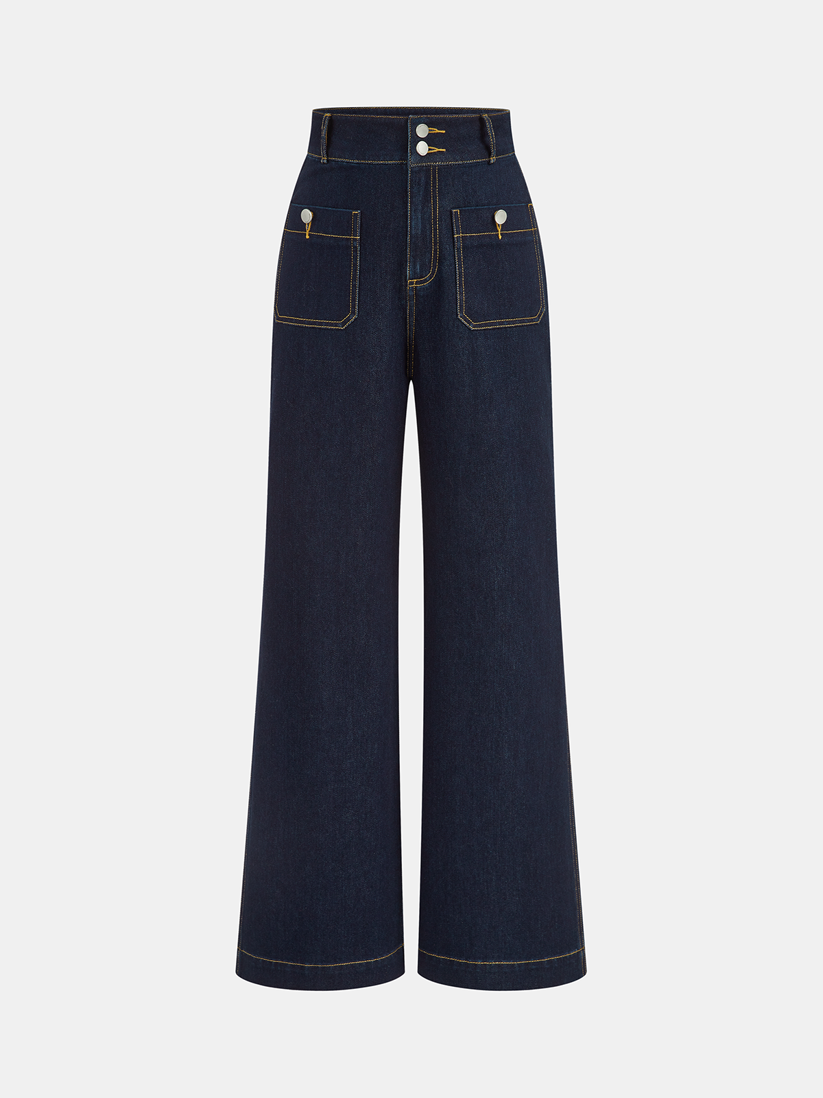 Greta | Jeans Rectos Tiro Alto con Doble Botón