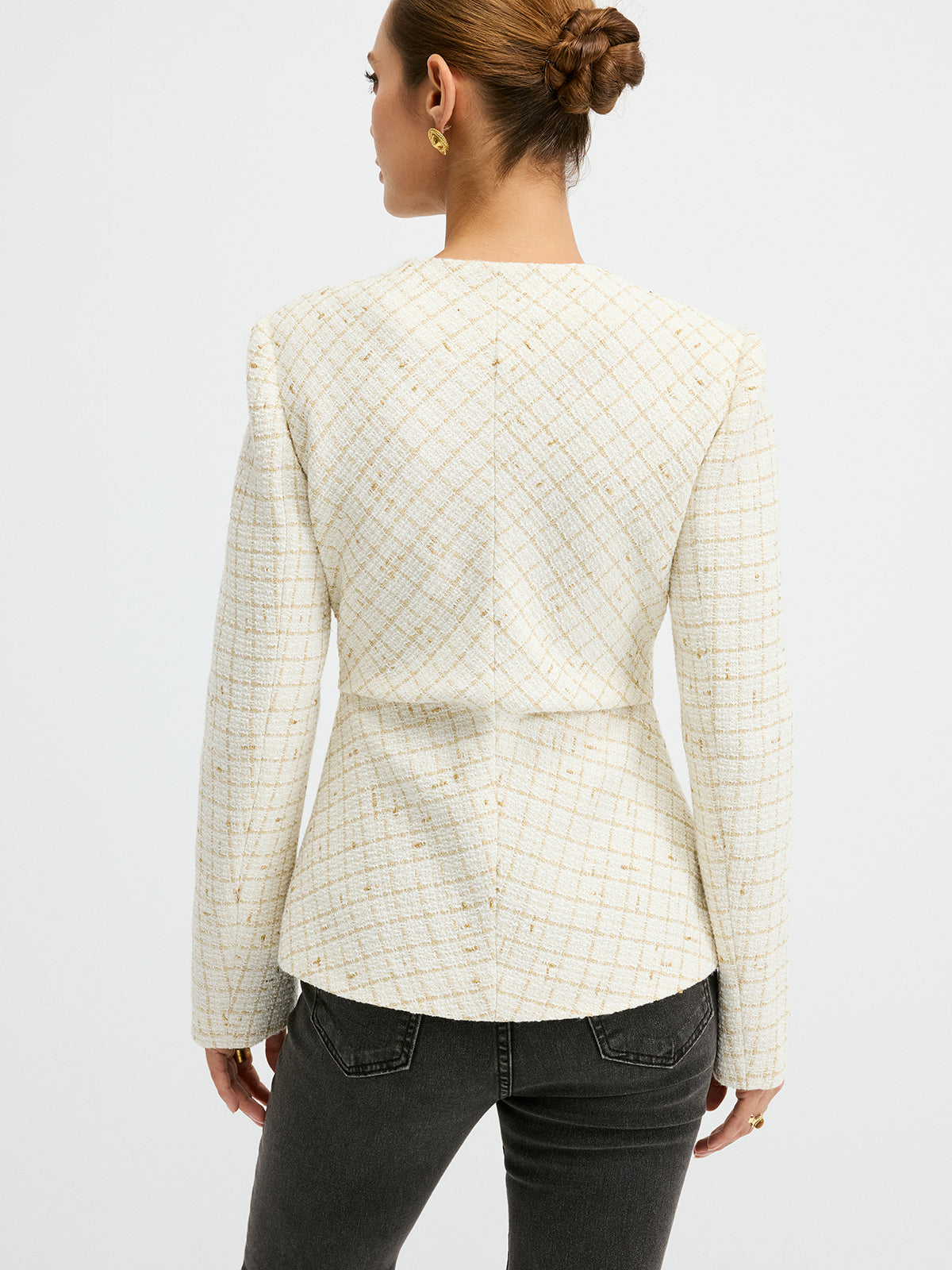 Petra | Blazer de Tweed Entallado con Cuello Redondo