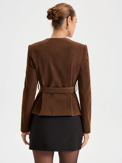 Cecilia | Blazer Efecto Ante con Cinturón