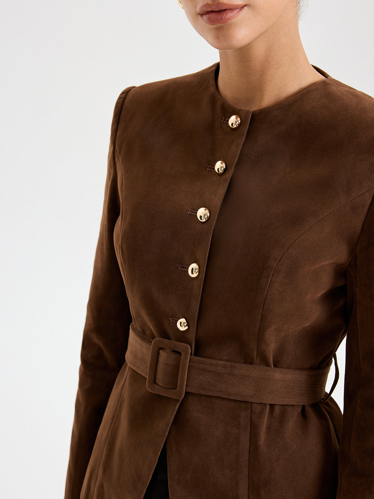 Cecilia | Blazer Efecto Ante con Cinturón