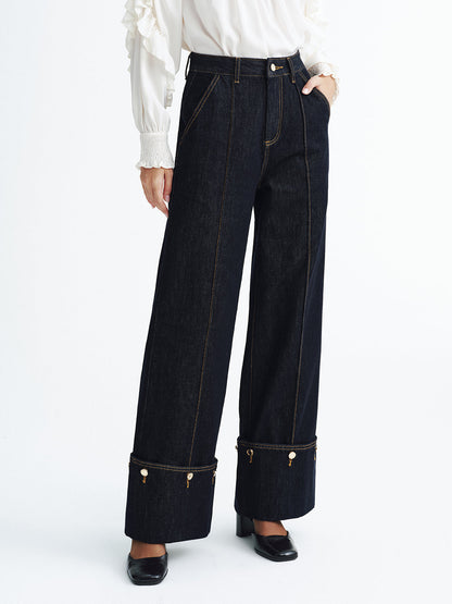 Ainhoa | Jeans de Tiro Medio con Bajo Vuelto