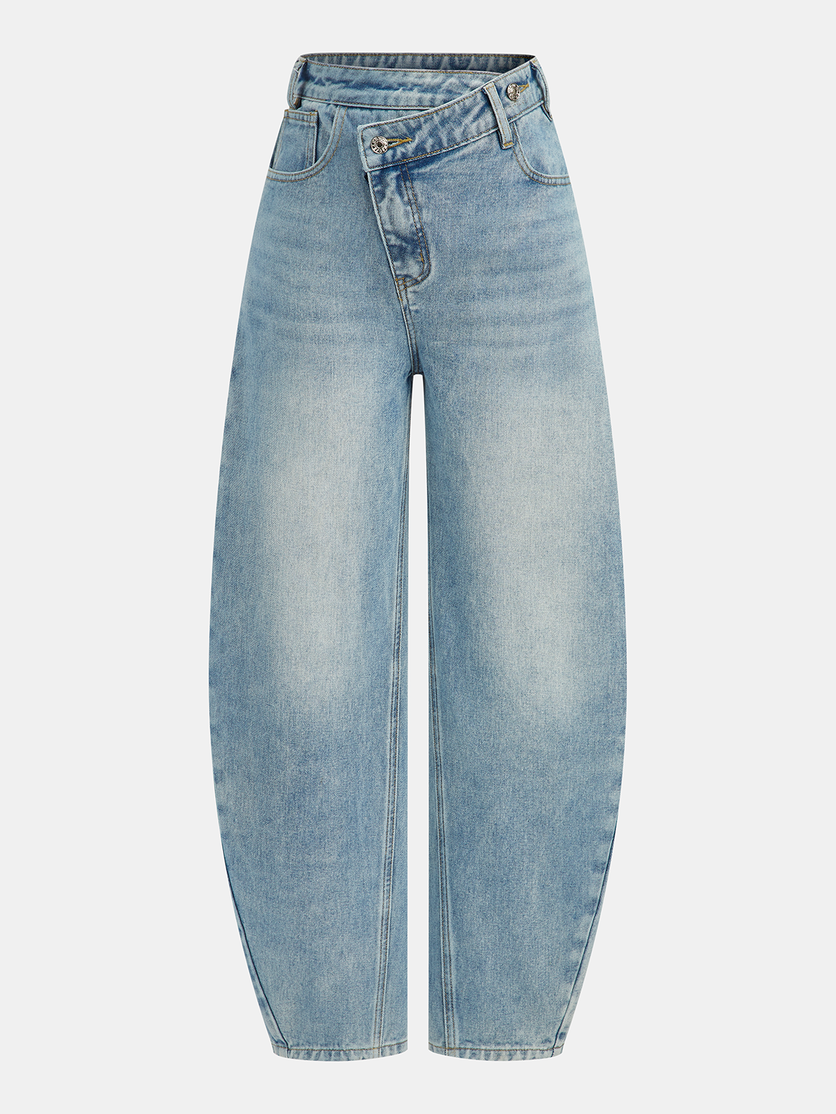 Fátima | Jeans Curvos Asimétricos de Tiro Alto