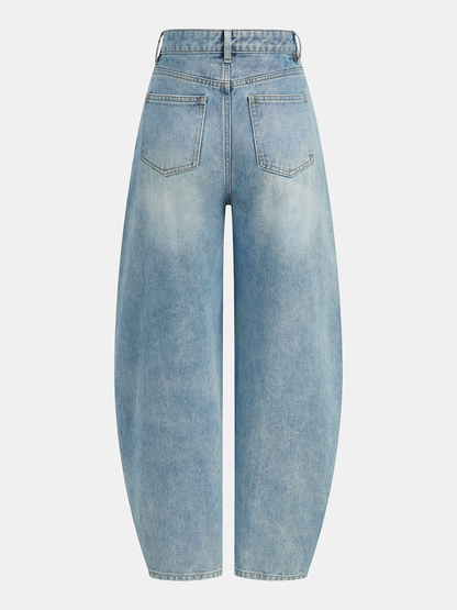 Fátima | Jeans Curvos Asimétricos de Tiro Alto