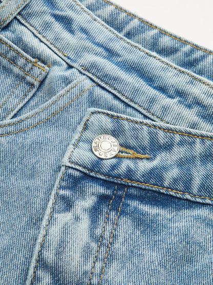 Fátima | Jeans Curvos Asimétricos de Tiro Alto