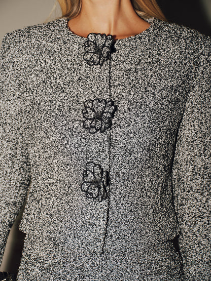 Fernanda | Blazer de Tweed con Flores en Relieve