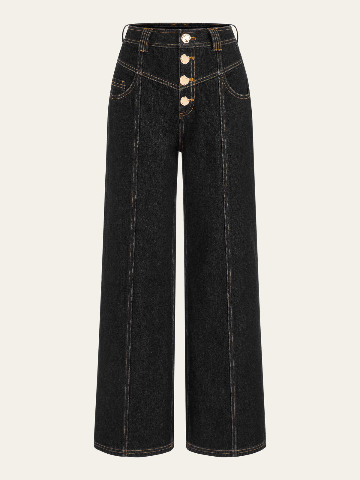 Iris | Jeans Pierna Ancha con Botones Delanteros