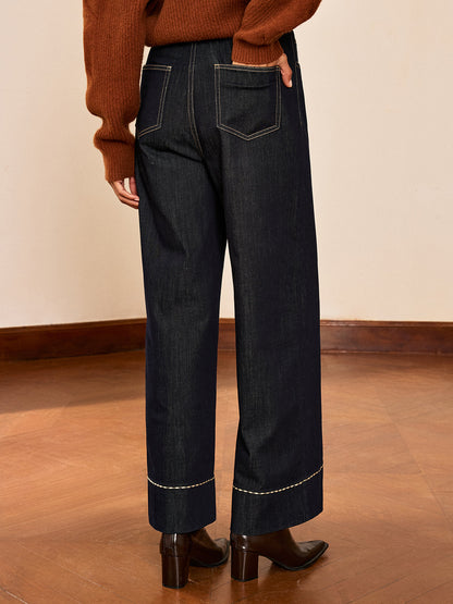 Reyes | Jeans Pierna Ancha Tiro Alto con Botones