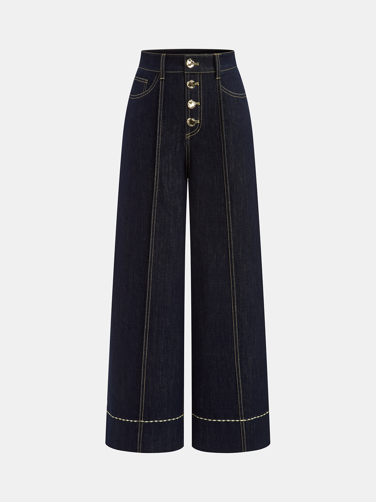 Reyes | Jeans Pierna Ancha Tiro Alto con Botones
