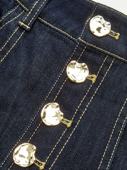 Reyes | Jeans Pierna Ancha Tiro Alto con Botones