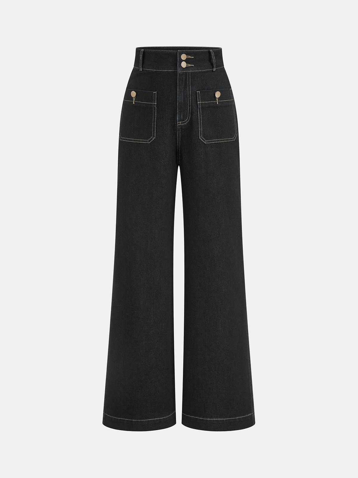 Greta | Jeans Rectos Tiro Alto con Doble Botón