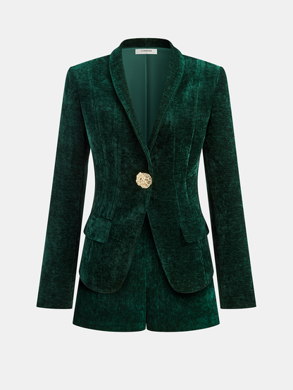 Alejandra | Blazer de Terciopelo con Botones Metálicos