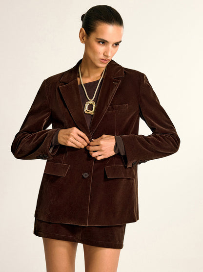 Remedios | Blazer de Terciopelo con Cuello Chal