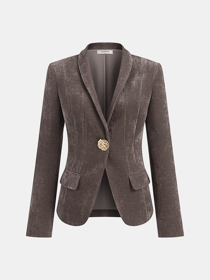 Alejandra | Blazer de Terciopelo con Botones Metálicos