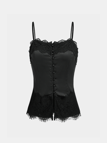 Lace-Trim Satin Cami Top