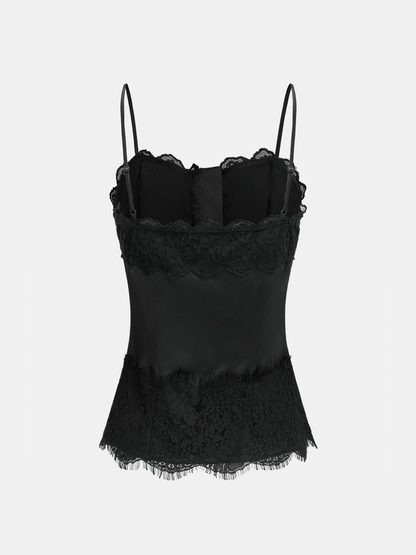 Lace-Trim Satin Cami Top