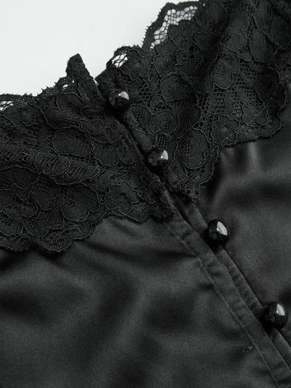 Lace-Trim Satin Cami Top