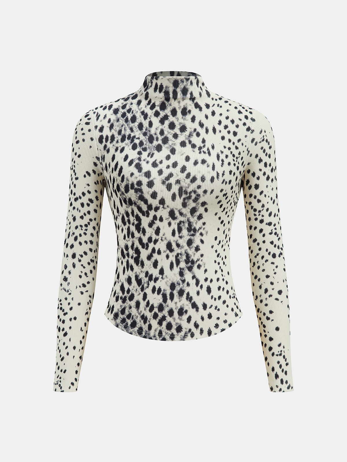 Salomé | Top Canalé de Cuello Alto Estampado Leopardo