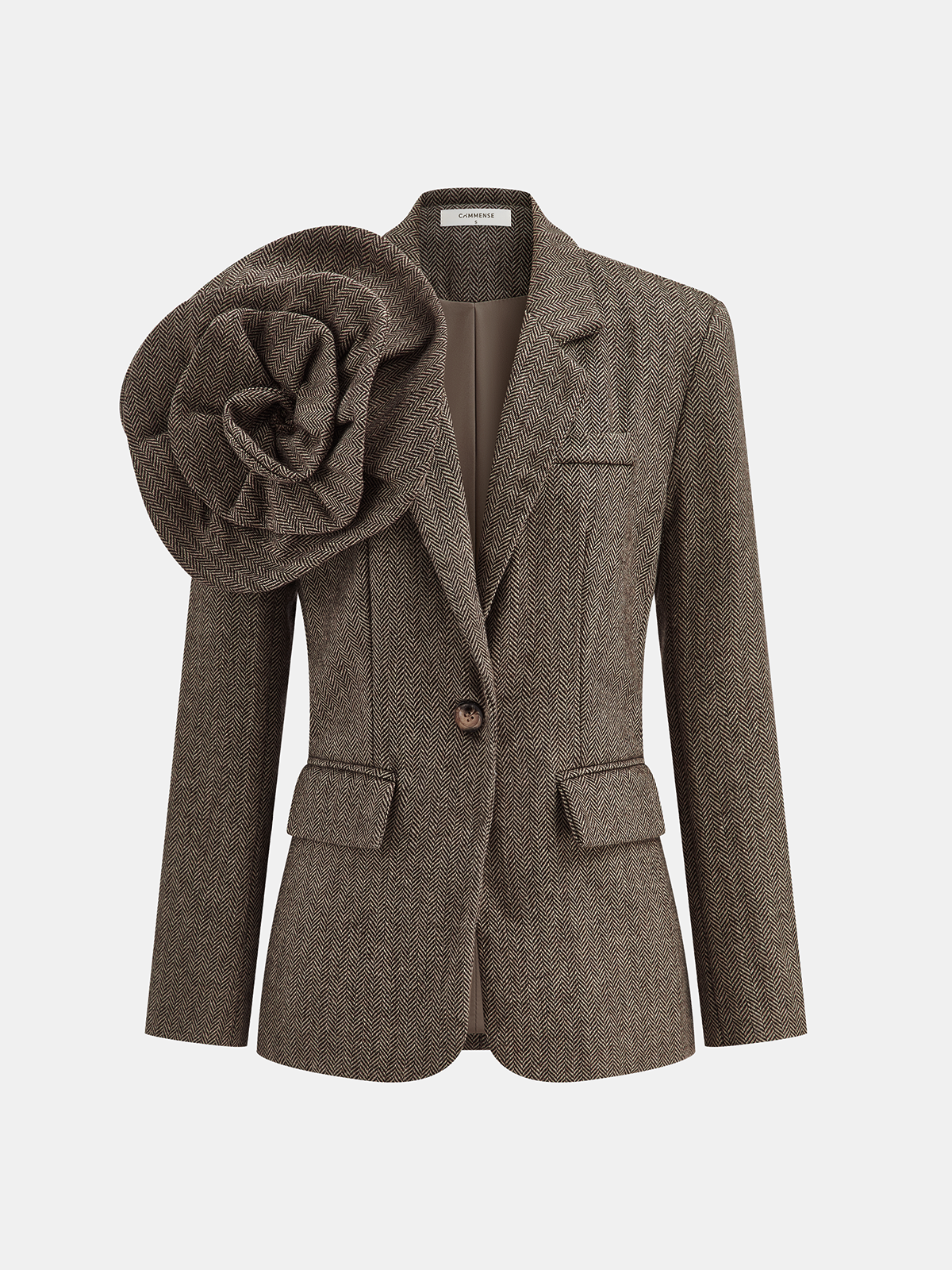 Lucila | Blazer de Tweed con Flor en Relieve