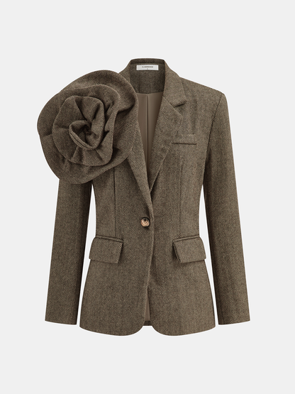 Lucila | Blazer de Tweed con Flor en Relieve