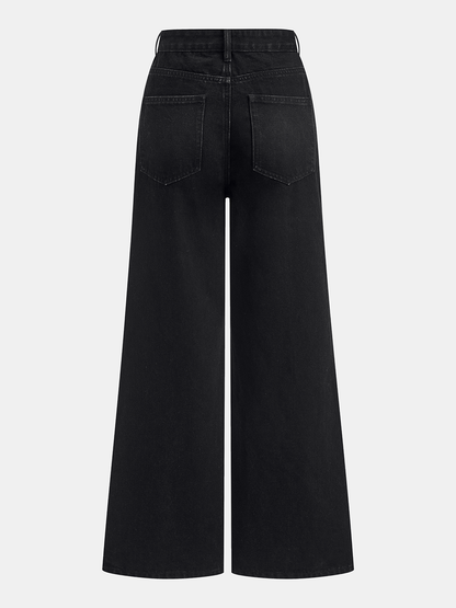 Silvia | Jeans Pierna Ancha con Botones Metálicos