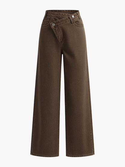 Fabiola | Jeans Pierna Ancha con Cintura Asimétrica