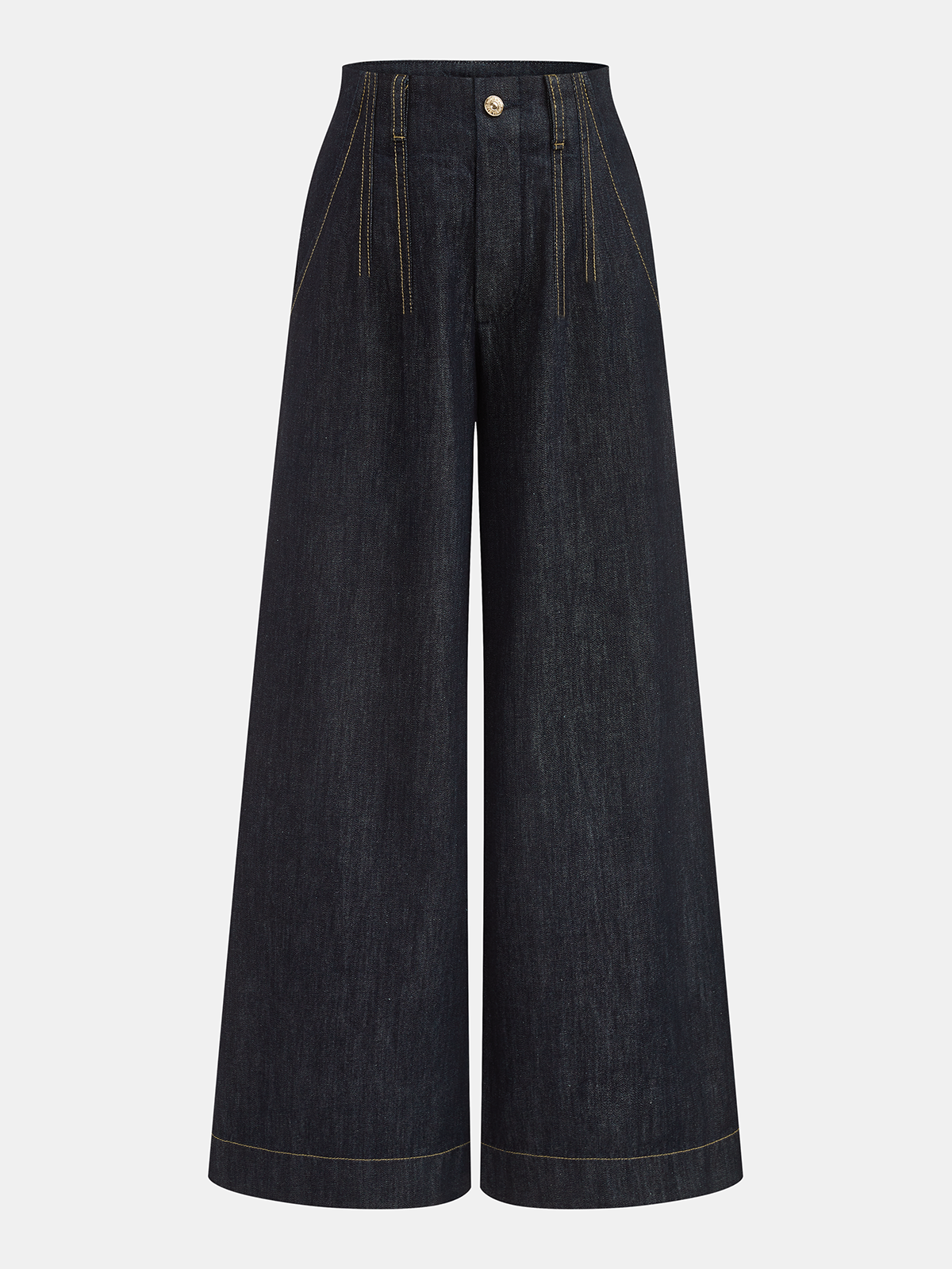Salma | Jeans Pierna Ancha Tiro Alto con Costuras en Contraste