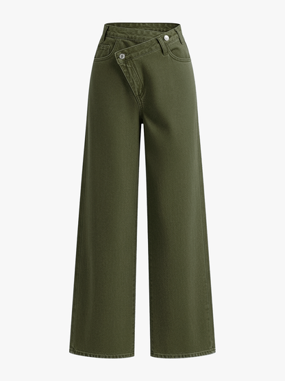 Fabiola | Jeans Pierna Ancha con Cintura Asimétrica