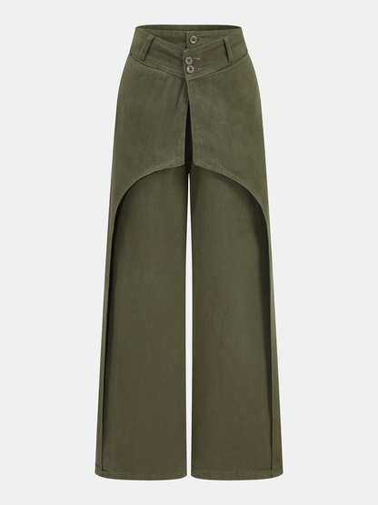 Triana | Jeans Pierna Ancha con Panel Superpuesto