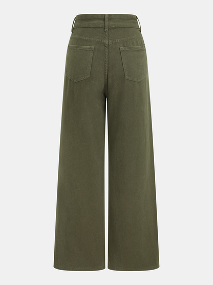 Triana | Jeans Pierna Ancha con Panel Superpuesto