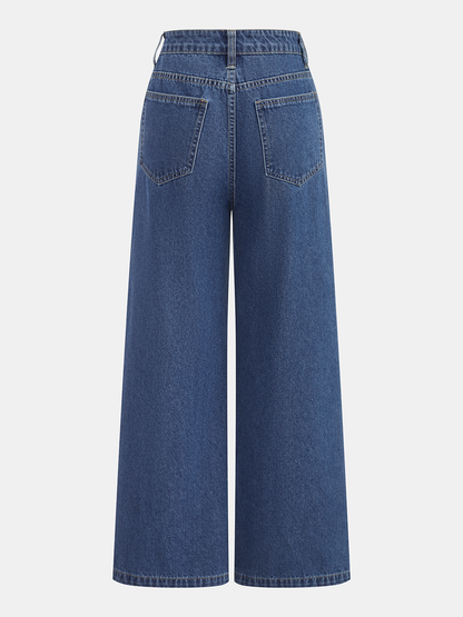 Blanca | Jeans Pierna Ancha Asimétricos