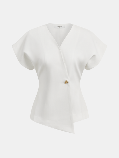 Flor | Blusa sin Mangas con Botones y Escote en V