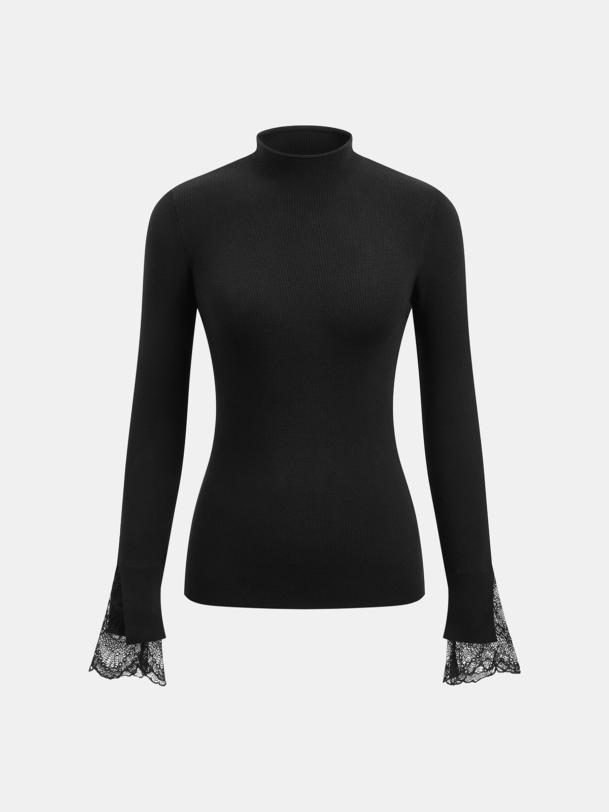 Elvira | Jersey de Cuello Alto con Puños de Encaje