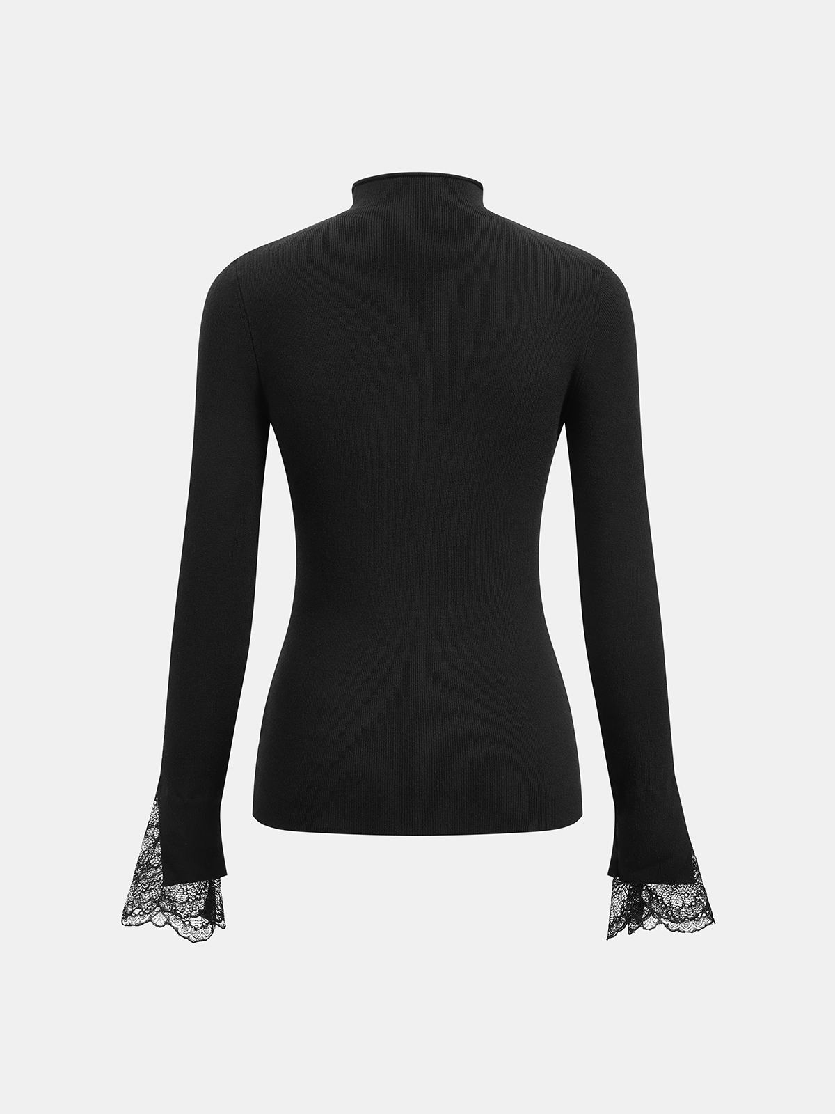 Elvira | Jersey de Cuello Alto con Puños de Encaje
