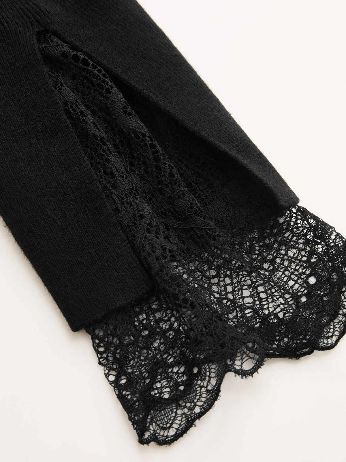 Elvira | Jersey de Cuello Alto con Puños de Encaje